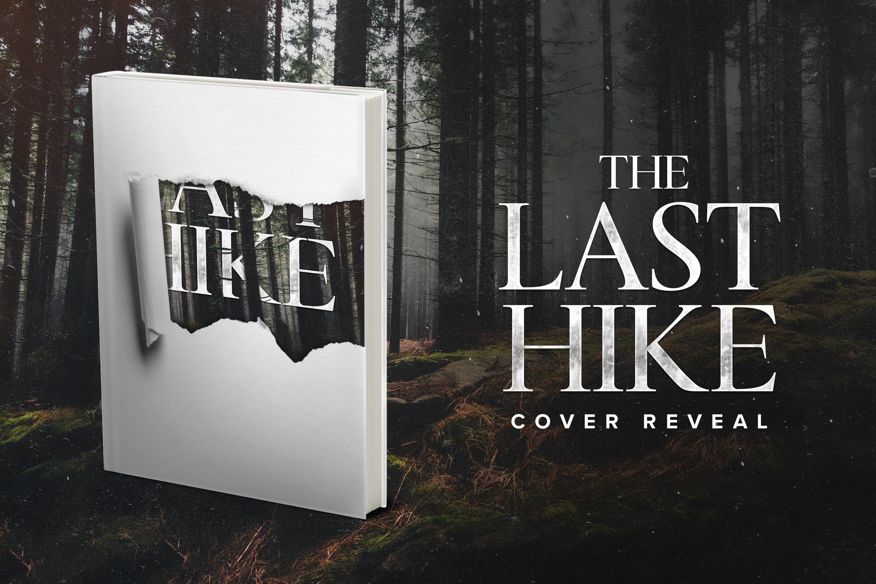 The Last Hike cover reveal — the title over a dark, misty forest